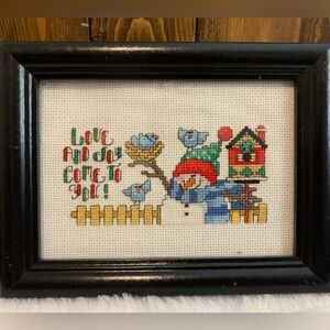Festive Snowman Cross-Stitch Wall Art